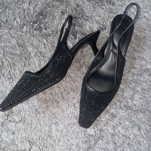 Chic Black Slingback Heels with Embellishments